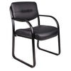 Kate Guest Armchair w Sled Base | Steel Frame | Black Faux Leather BM344522