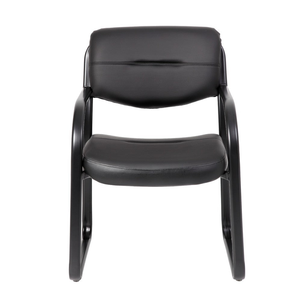 Kate Guest Armchair w Sled Base | Steel Frame | Black Faux Leather BM344522
