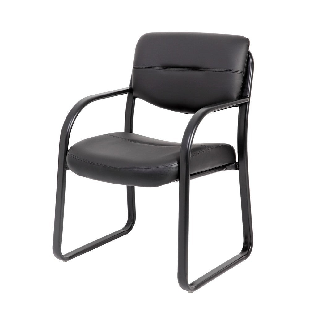 Kate Guest Armchair w Sled Base | Steel Frame | Black Faux Leather BM344522