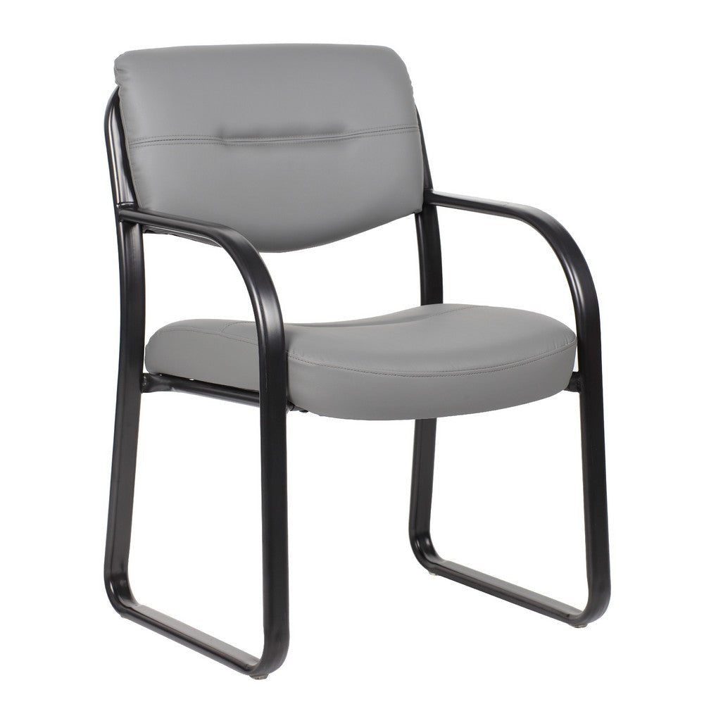 Kate Guest Armchair w Sled Base | Steel Frame | Gray Faux Leather BM344524