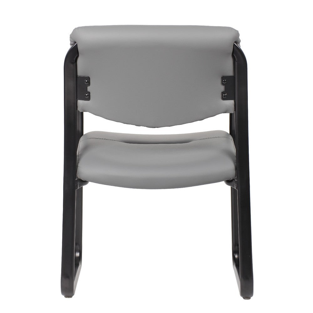 Kate Guest Armchair w Sled Base | Steel Frame | Gray Faux Leather BM344524