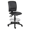 Reza Swivel Drafting Stool | Footring | Black Faux Leather | Contoured BM344525