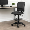 Reza Swivel Drafting Stool | Footring | Black Faux Leather | Contoured BM344525