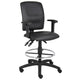 Reza Swivel Drafting Stool | Adjustable Arms | Footring | Black Faux Leather BM344526