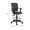 Reza Swivel Drafting Stool | Adjustable Arms | Footring | Black Faux Leather BM344526
