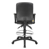 Reza Rolling Drafting Armchair | Footring | Black Faux Leather | Swivel BM344527