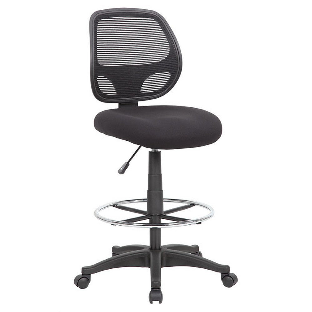 Lem Swivel Office Stool | Chrome Footring | Black Mesh Back | Rolling BM344528