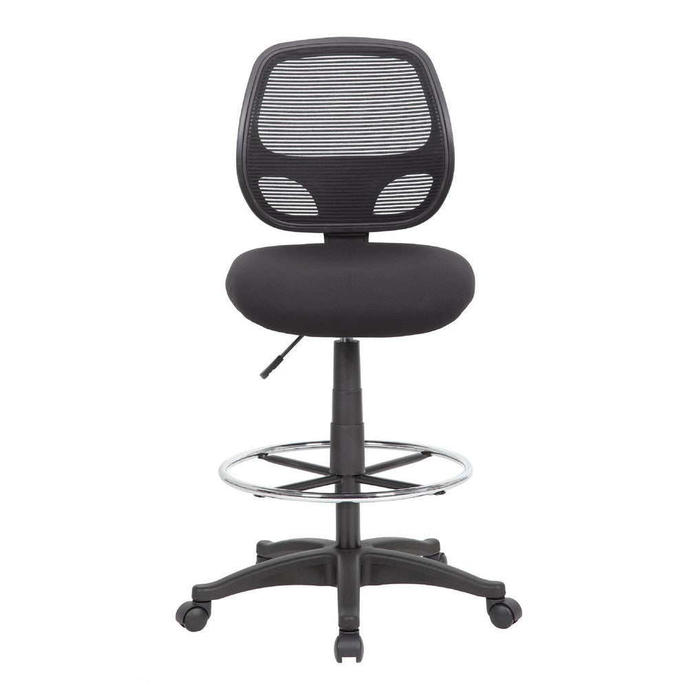 Lem Swivel Office Stool | Chrome Footring | Black Mesh Back | Rolling BM344528