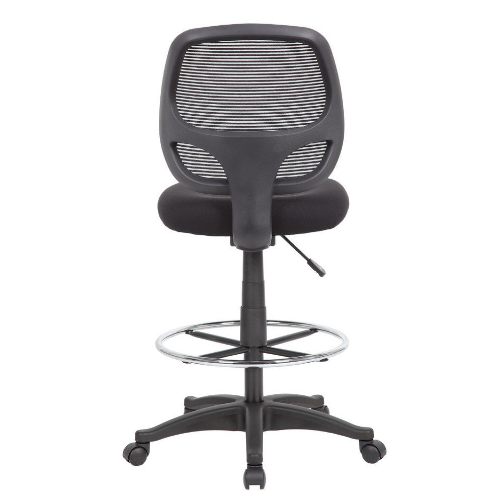 Lem Swivel Office Stool | Chrome Footring | Black Mesh Back | Rolling BM344528