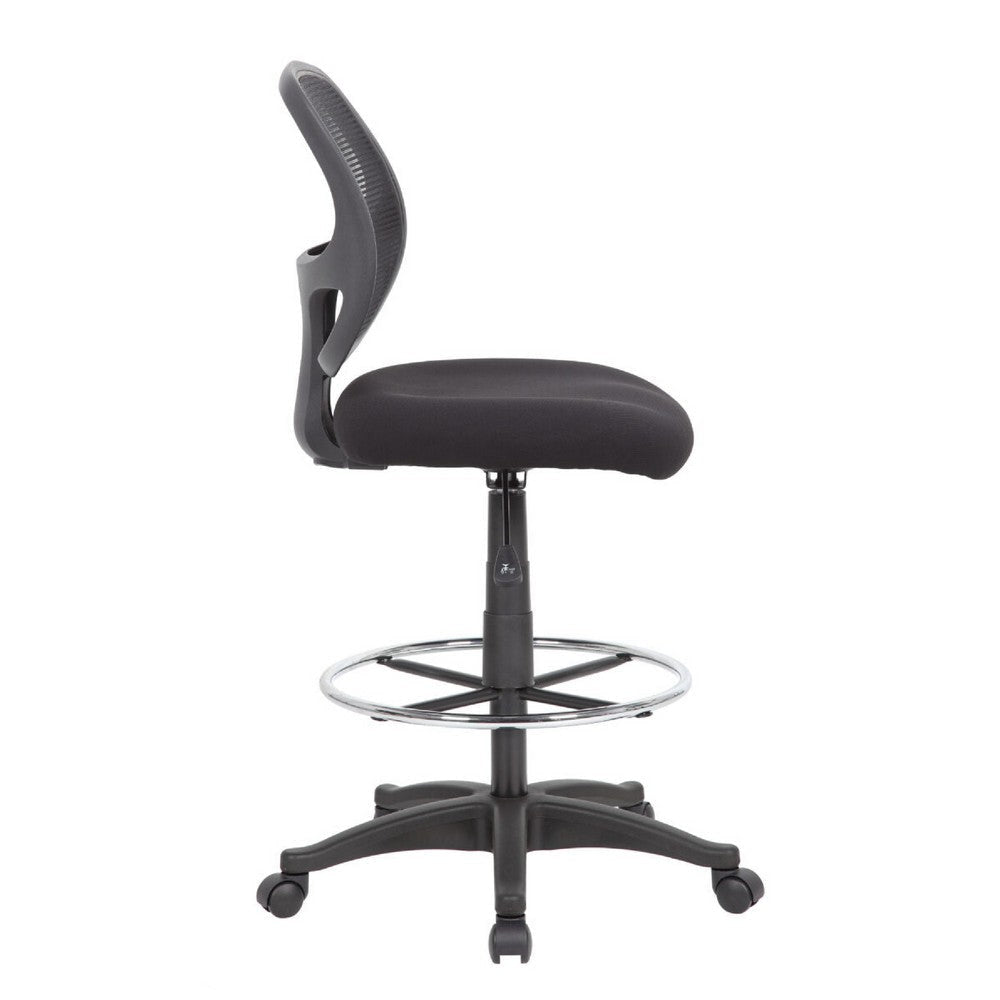 Lem Swivel Office Stool | Chrome Footring | Black Mesh Back | Rolling BM344528
