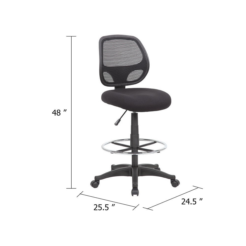 Lem Swivel Office Stool | Chrome Footring | Black Mesh Back | Rolling BM344528