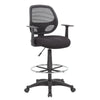 Lem Swivel Office Stool w T Arms | Footring | Black Linear Mesh Back BM344529
