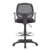 Lem Swivel Office Stool w T Arms | Footring | Black Linear Mesh Back BM344529