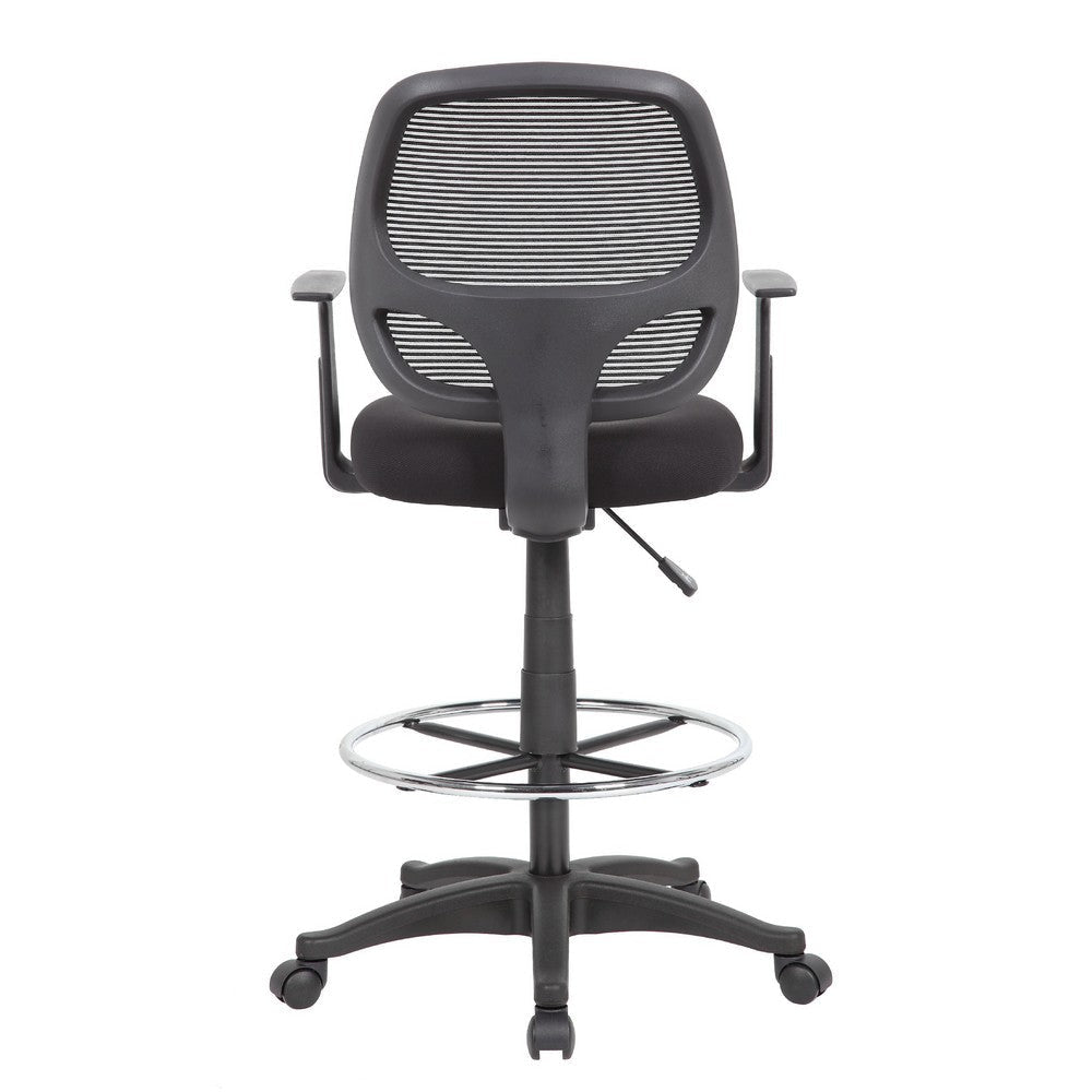 Lem Swivel Office Stool w T Arms | Footring | Black Linear Mesh Back BM344529