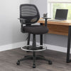 Lem Swivel Office Stool w T Arms | Footring | Black Linear Mesh Back BM344529