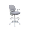 Swivel Office Stool | Flip-Up Arms & White Footring | Gray Mesh Back BM344530
