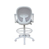Swivel Office Stool | Flip-Up Arms & White Footring | Gray Mesh Back BM344530