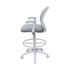 Swivel Office Stool | Flip-Up Arms & White Footring | Gray Mesh Back BM344530