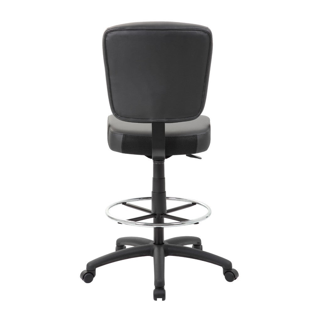 Hya Heavy Duty Swivel Office Stool w Footring | Black Cushions BM344531
