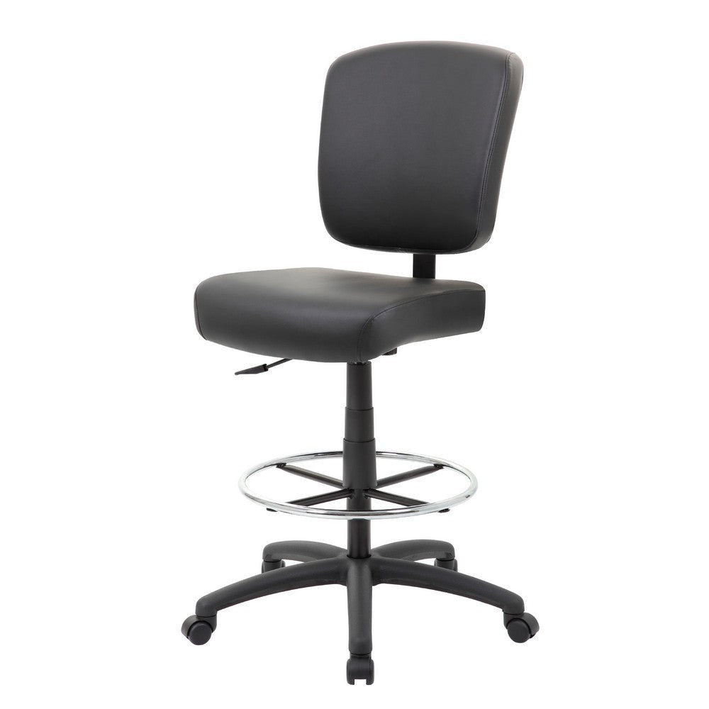 Hya Heavy Duty Swivel Office Stool w Footring | Black Cushions BM344531