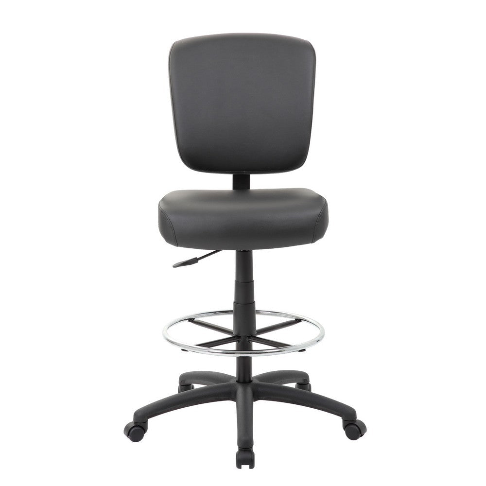 Hya Heavy Duty Swivel Office Stool w Footring | Black Cushions BM344531