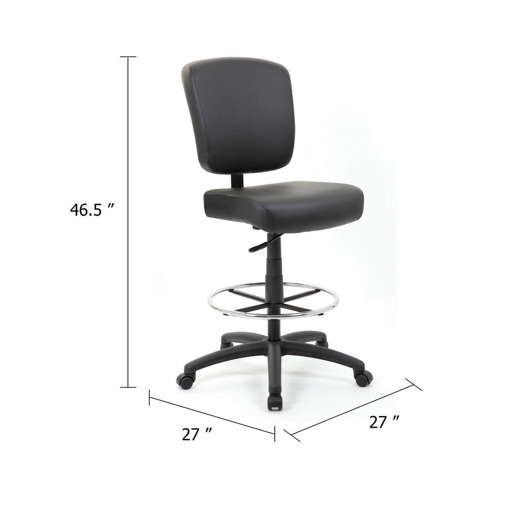 Hya Heavy Duty Swivel Office Stool w Footring | Black Cushions BM344531