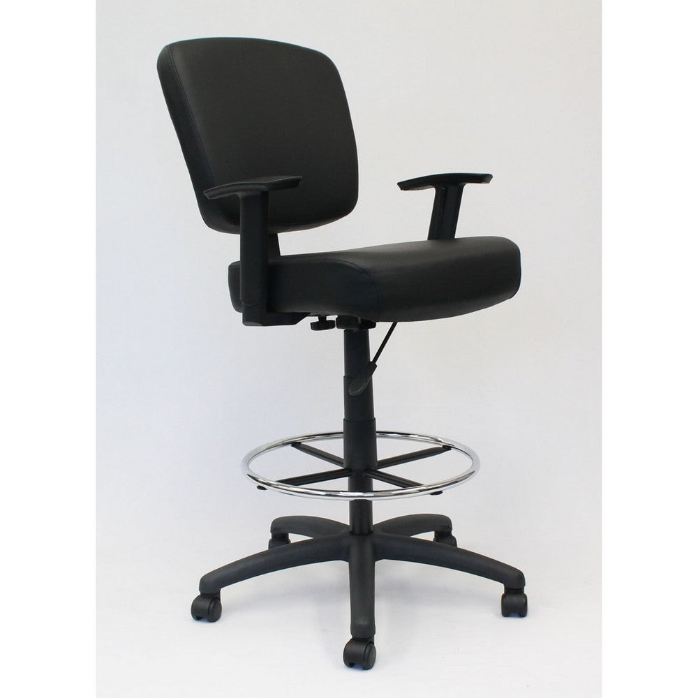 Hya Heavy Duty Swivel Office Stool | Footring & Adjustable Arms | Black BM344532
