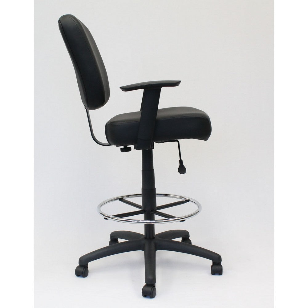 Hya Heavy Duty Swivel Office Stool | Footring & Adjustable Arms | Black BM344532