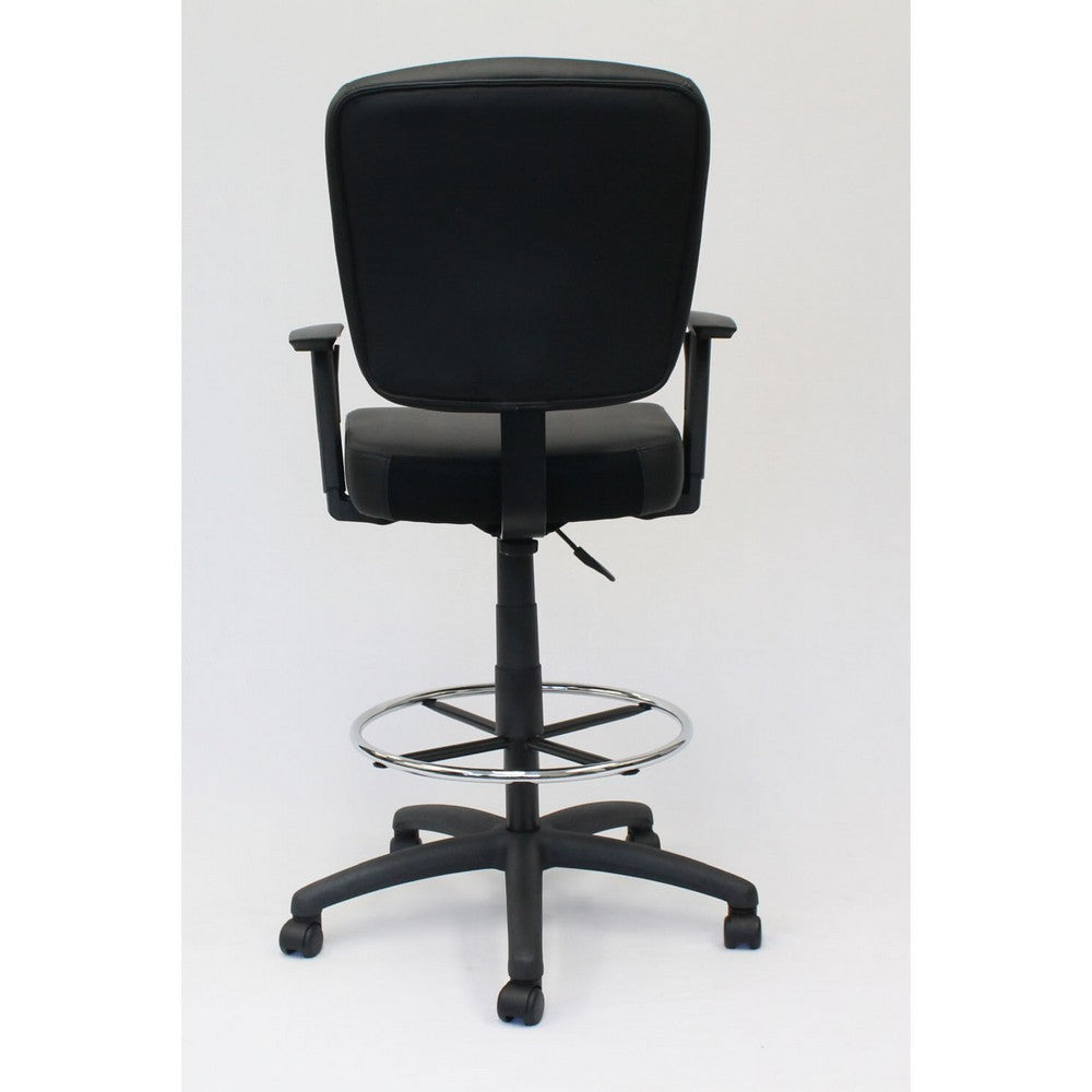 Hya Heavy Duty Swivel Office Stool | Footring & Adjustable Arms | Black BM344532