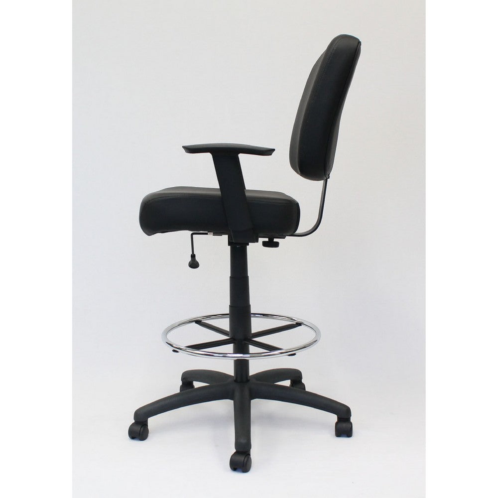 Hya Heavy Duty Swivel Office Stool | Footring & Adjustable Arms | Black BM344532