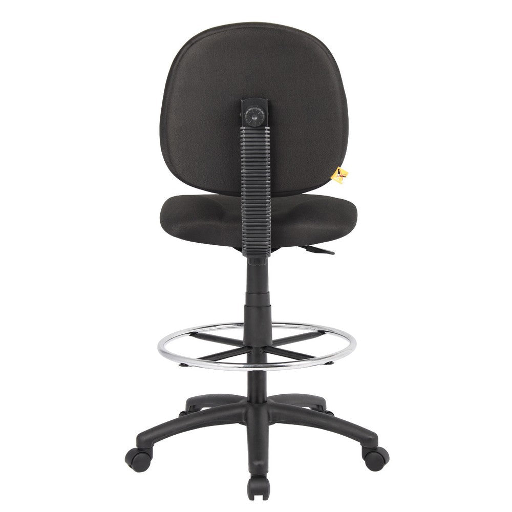 Zem Drafting Stool w Footring | Black Crepe Contoured Back & Seat BM344533