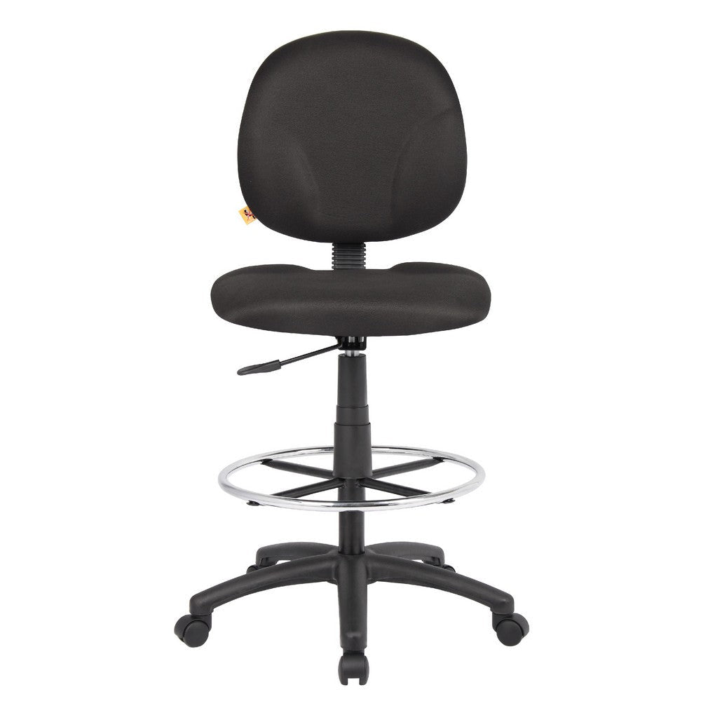 Zem Drafting Stool w Footring | Black Crepe Contoured Back & Seat BM344533