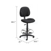 Zem Drafting Stool w Footring | Black Crepe Contoured Back & Seat BM344533