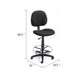 Zem Drafting Stool w Footring | Black Crepe Contoured Back & Seat BM344533