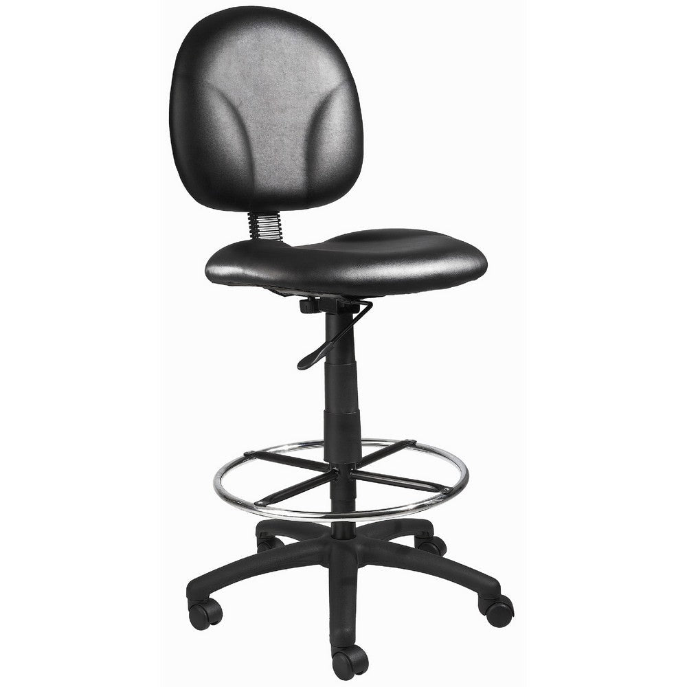 Zem Drafting Stool w Footring | Black Vinyl Contoured Back & Seat BM344534