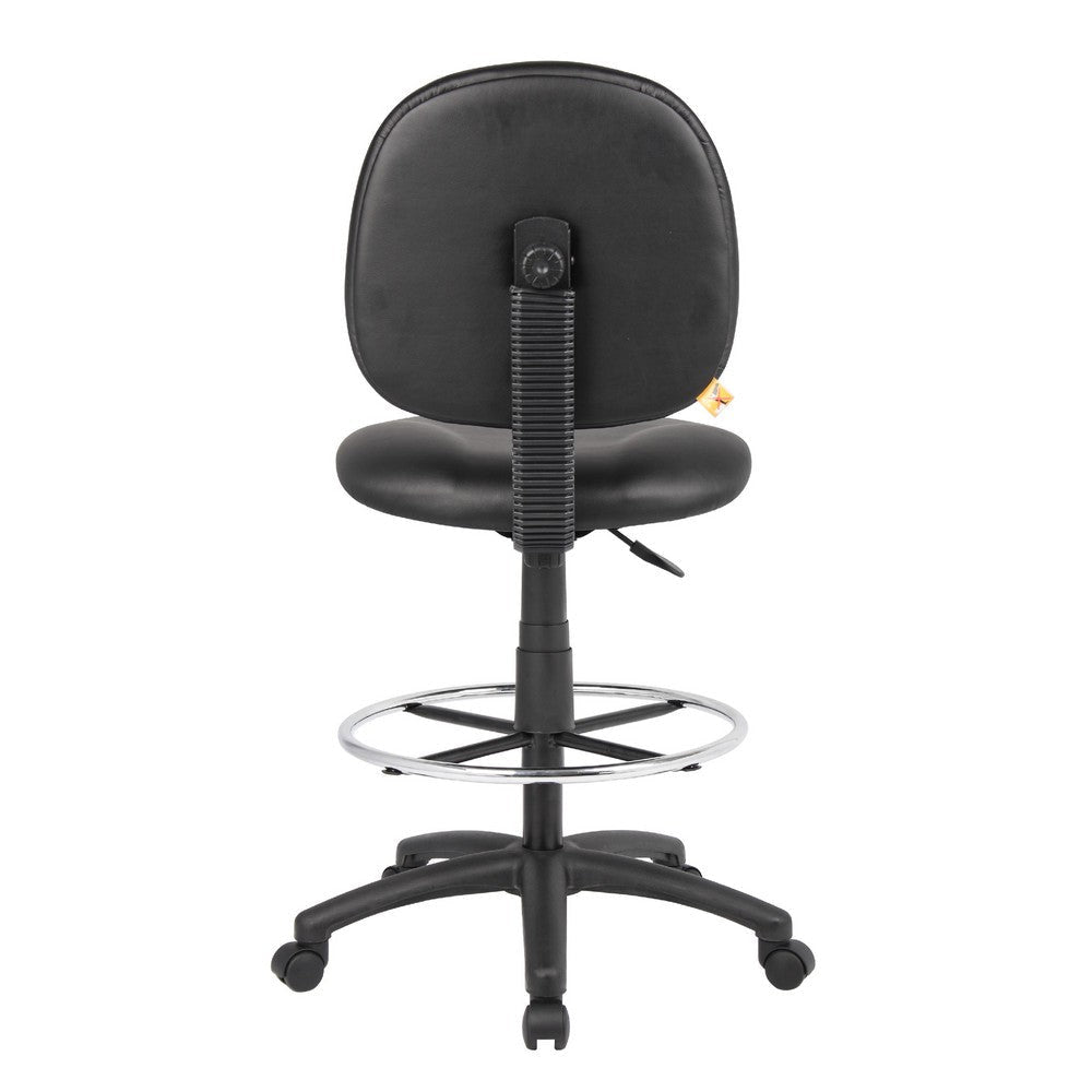Zem Drafting Stool w Footring | Black Vinyl Contoured Back & Seat BM344534
