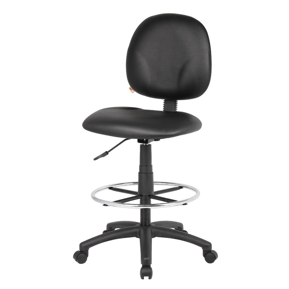 Zem Drafting Stool w Footring | Black Vinyl Contoured Back & Seat BM344534