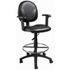 Zem Drafting Stool w Adjustable Arms & Chrome Footring | Black Vinyl BM344536