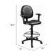 Zem Drafting Stool w Adjustable Arms & Chrome Footring | Black Vinyl BM344536