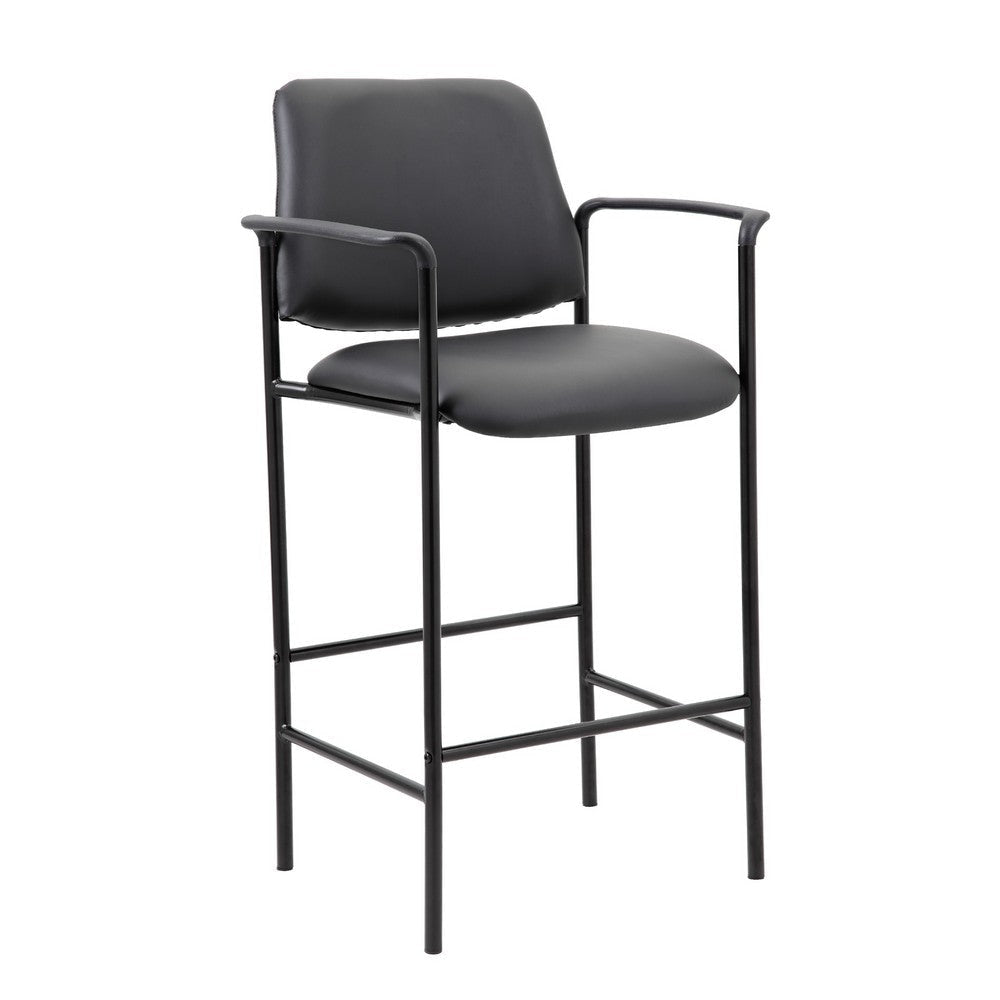 Counter Stool Chair w Black Vinyl Seat & Back | Square Metal Base BM344537