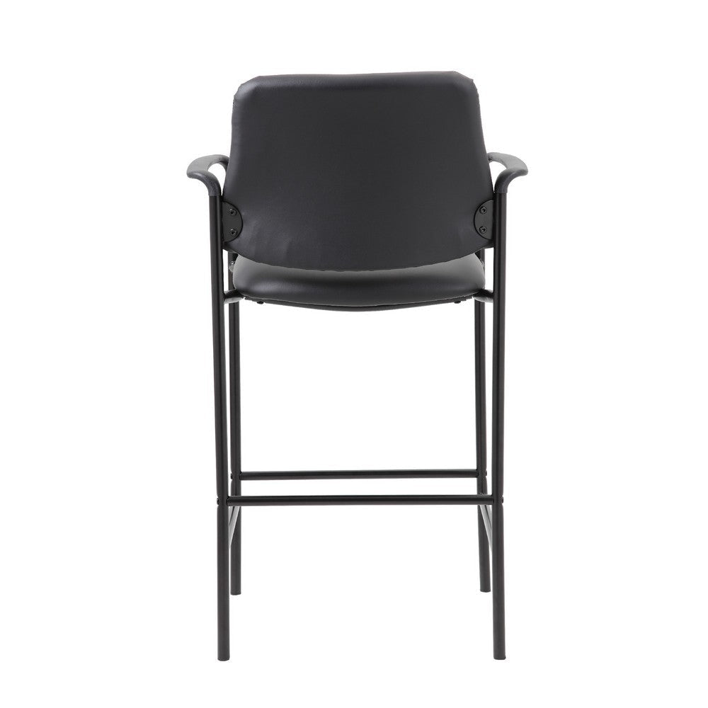 Counter Stool Chair w Black Vinyl Seat & Back | Square Metal Base BM344537
