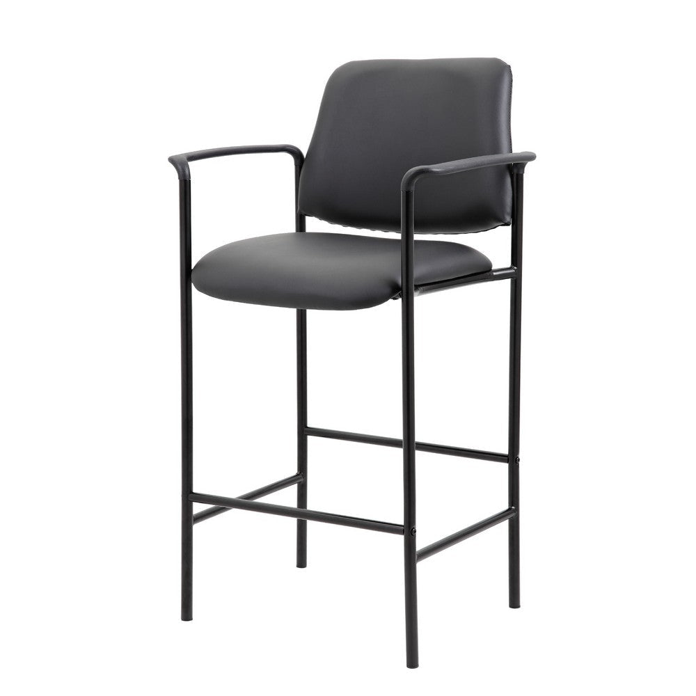 Counter Stool Chair w Black Vinyl Seat & Back | Square Metal Base BM344537