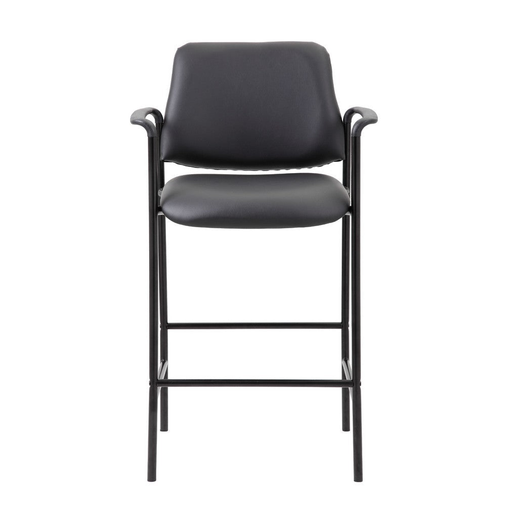 Counter Stool Chair w Black Vinyl Seat & Back | Square Metal Base BM344537