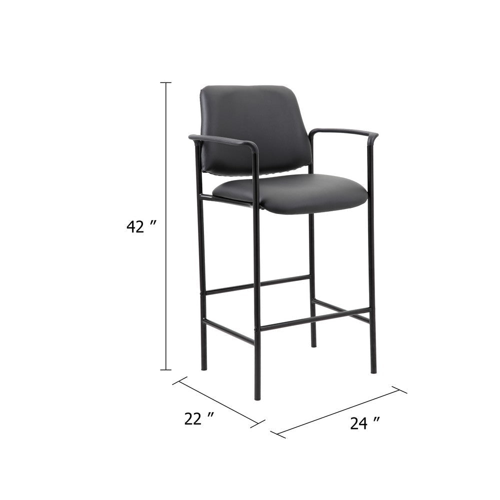 Counter Stool Chair w Black Vinyl Seat & Back | Square Metal Base BM344537