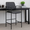 Counter Stool Chair w Black Vinyl Seat & Back | Square Metal Base BM344537