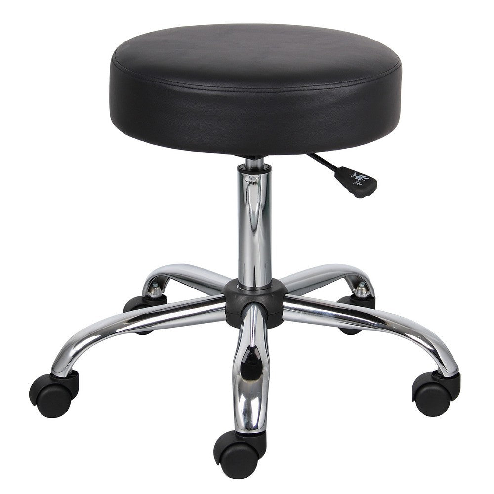 Fea Medical Swivel Stool | Round Black Padded Seat | Rolling Chrome Base BM344541