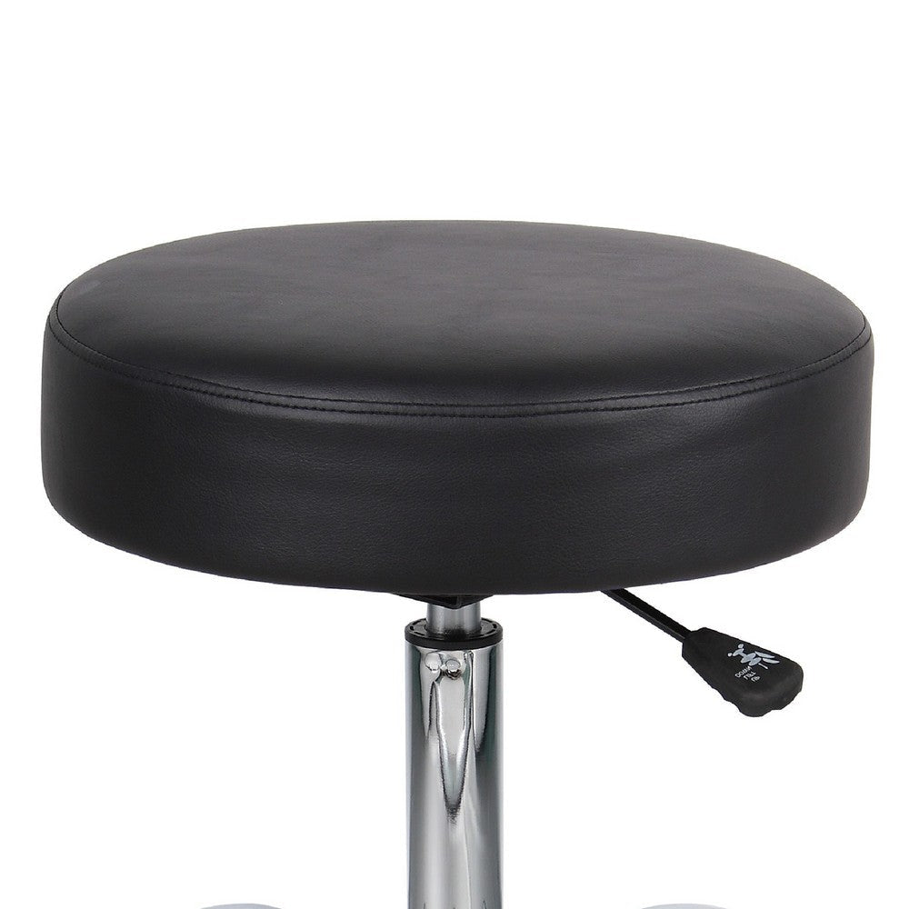 Fea Medical Swivel Stool | Round Black Padded Seat | Rolling Chrome Base BM344541