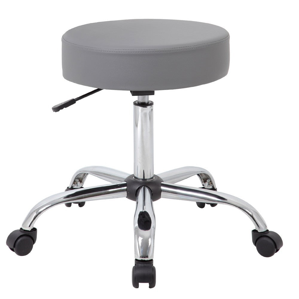 Fea Medical Swivel Stool | Round Gray Padded Seat | Rolling Chrome Base BM344542