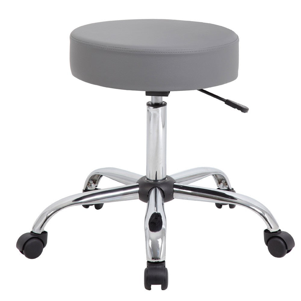 Fea Medical Swivel Stool | Round Gray Padded Seat | Rolling Chrome Base BM344542