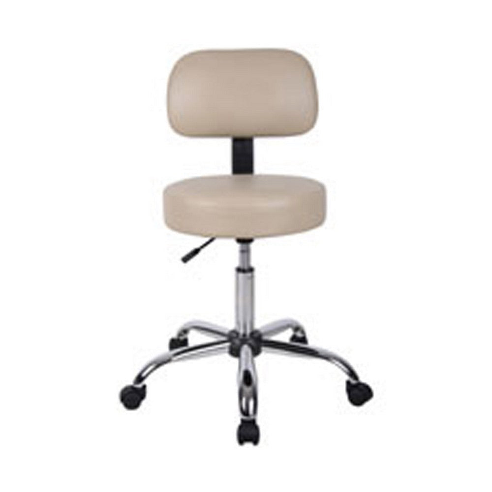 Fea Rolling Medical Swivel Stool | Round Beige Padded Seat | Low Back BM344543